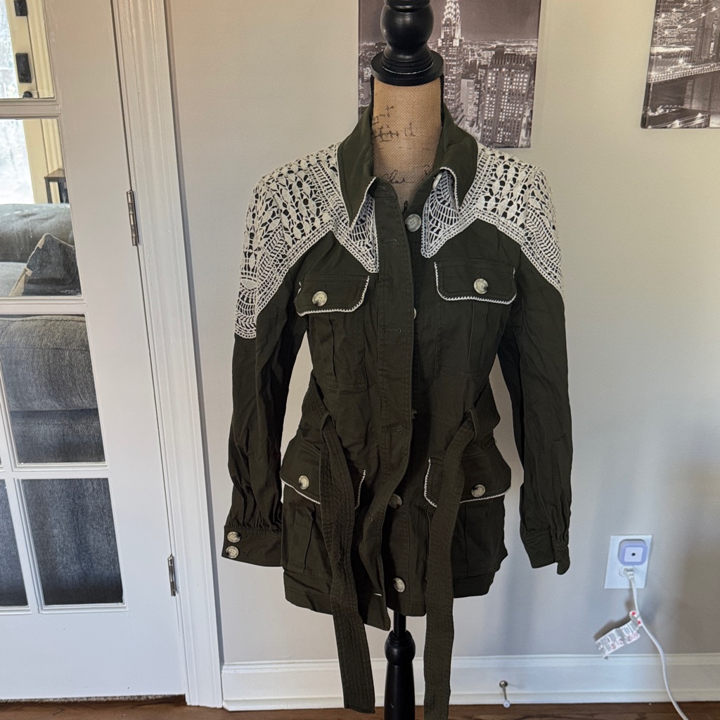 Veronica Beard Olive Green Jacket With White Label